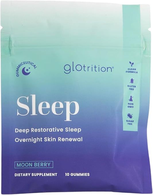 Glotrition Beauty Sleep Gummy Travel Pack | Deeper, Higher Quality Sleep | Rejuvenate & Moisturize Skin at Night | Non-Habit Forming with Natural Ingredients | 10 Gummies