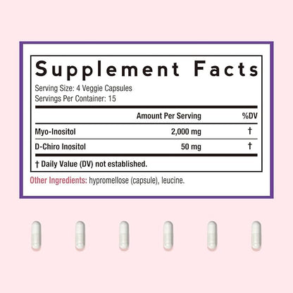 Doctor's Recipes Inositol Supplement for Women, Myo-Inositol & D-Chiro Inositol Capsules 2050mg per Serving, Ideal 40:1 Blend, 60 Vegan Caps