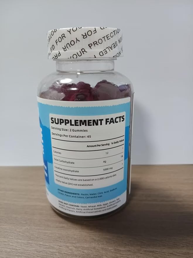 ElevateLife Creatine Monohydrate Gummies for Men & Women, Chewables Creatine Monohydrate for Muscle Strength, Muscle Builder, Energy Boost, Pre-Workout Supplement(90 Count)-Blueberry