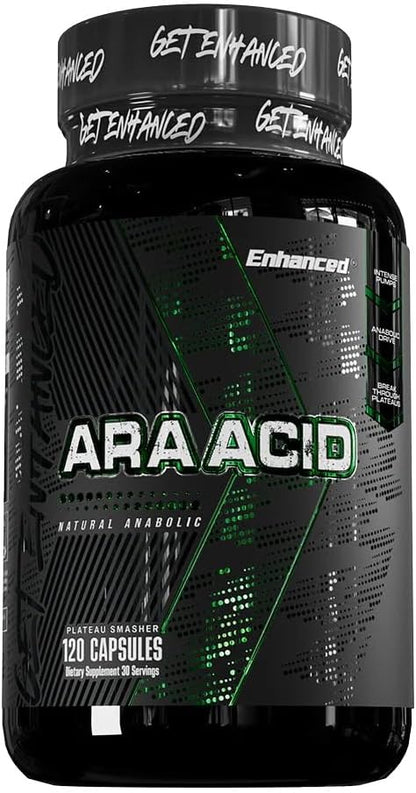 Enhanced Labs Arachidonic Acid (ARA) Muscle Building Supplement,1400 mg, 30 Servings, 120 Veg Capsules, Omega 6 for Strength & Lean Mass, Rice Bran Oil, Third Party Tested