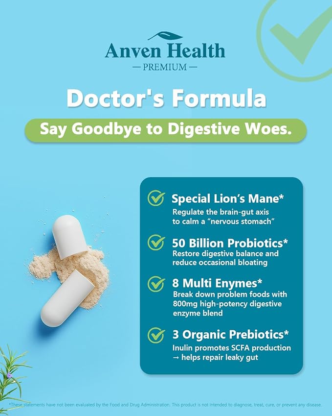 800mg Digestive Enzymes for Men and Women with Probiotics & Prebiotics, 8 Key Enzymes, Protease, Amylase & Lipase | 270 Capsules - A 90-Day Supply for Bloating & Gas Relief - Non-GMO