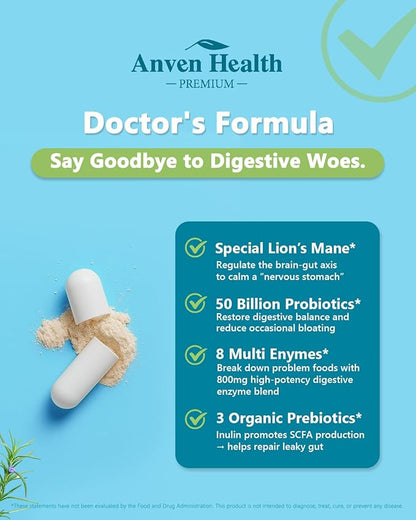 800mg Digestive Enzymes for Men and Women with Probiotics & Prebiotics, 8 Key Enzymes, Protease, Amylase & Lipase | 270 Capsules - A 90-Day Supply for Bloating & Gas Relief - Non-GMO