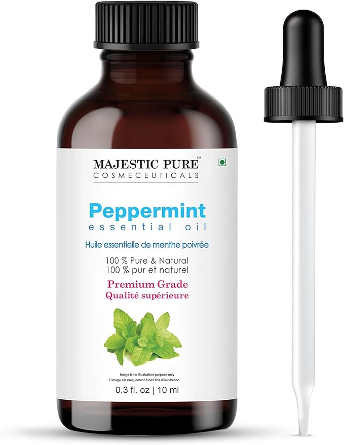 Majestic Pure Peppermint Essential Oil - 100% Pure Peppermint Oil for Aromatherapy, Massage & Topical Uses, Perfect for Diffuser & Essential Oil Diffuser - 0.3 fl. oz