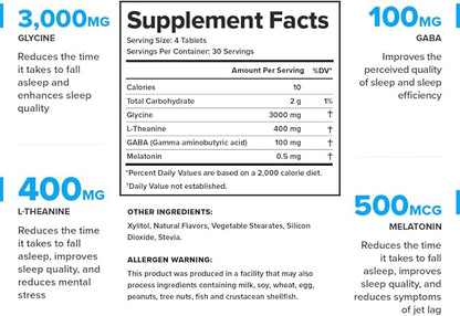 LEGION Lunar Natural Sleep Aid Chewable Tablets with Melatonin, L-Glycine, 30 Serving