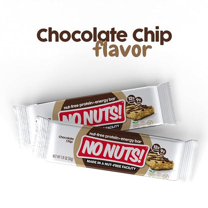 No Nuts! Chocolate Chip Protein Bars 100% Nut-Free & School-Safe | 12g Plant Protein, Vegan, Gluten-Free, Non-GMO, Organic, Kosher | 12 Count