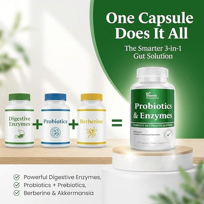 GLP-1 Support Enzymes, Pre & Probiotics for Digestive Health, Berberine Weight Loss Support, Akkermansia Muciniphila for Women & Men | Gut Health, Bloating Relief, 30 Ct