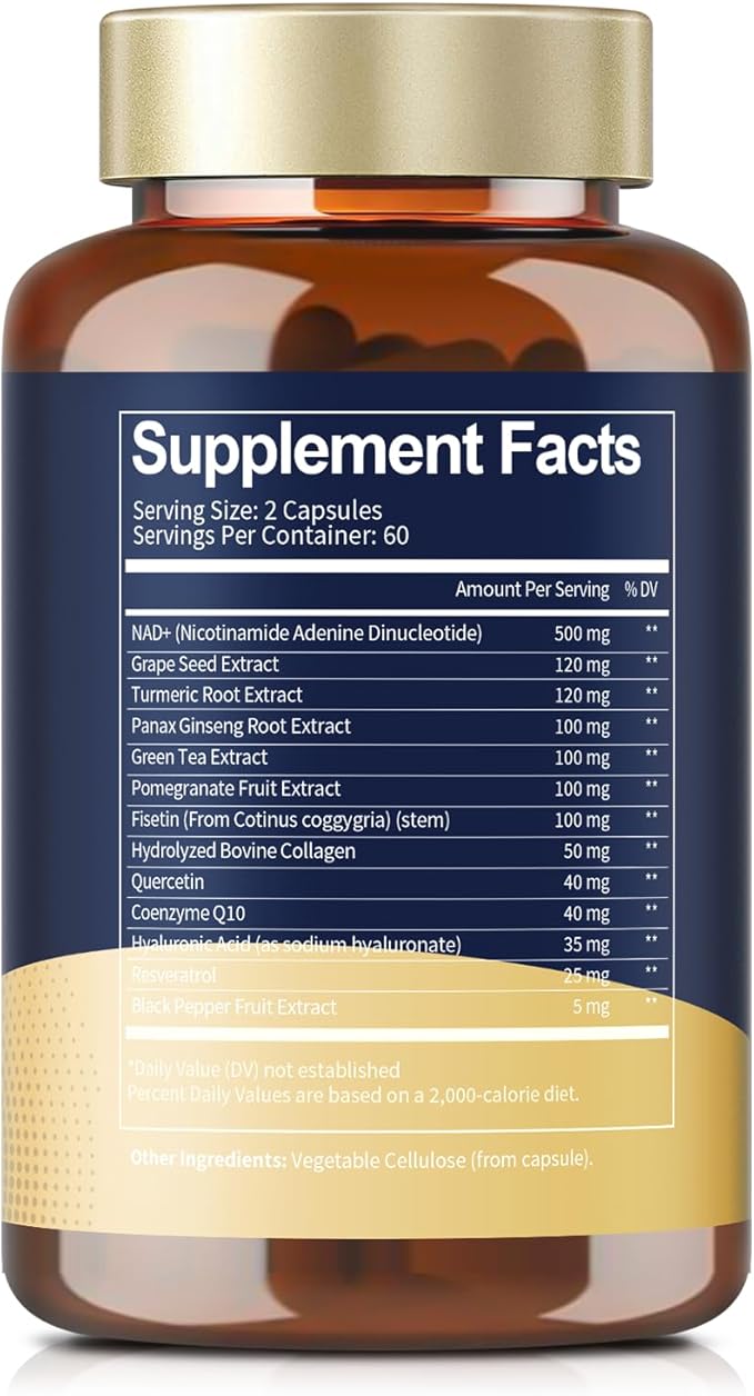 Totaria (2 Packs) NAD Supplement for Women Men with nicotinamide riboside resveratrol,Quercetin, Betaine Boost NAD+ Levels NAD Plus Supplement for Anti Aging, Energy, Immune, Focus 120 Capsules