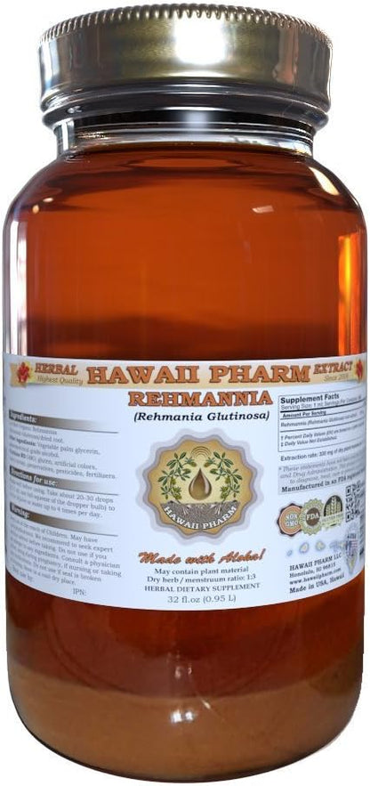 Hawaii Pharm Rehmannia Liquid Extract, Tincture, Herbal Supplement, Made in USA, 32 fl.oz