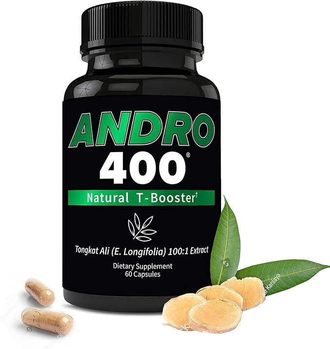 Andro400 Natural T Booster Supplements for Men – Traditional Tongkat Ali (Eurycoma Longifolia) 100:1 Extract – Herbal Formula for Energy, Stamina, & Metabolic Support – 1 Pack, 60 Capsules