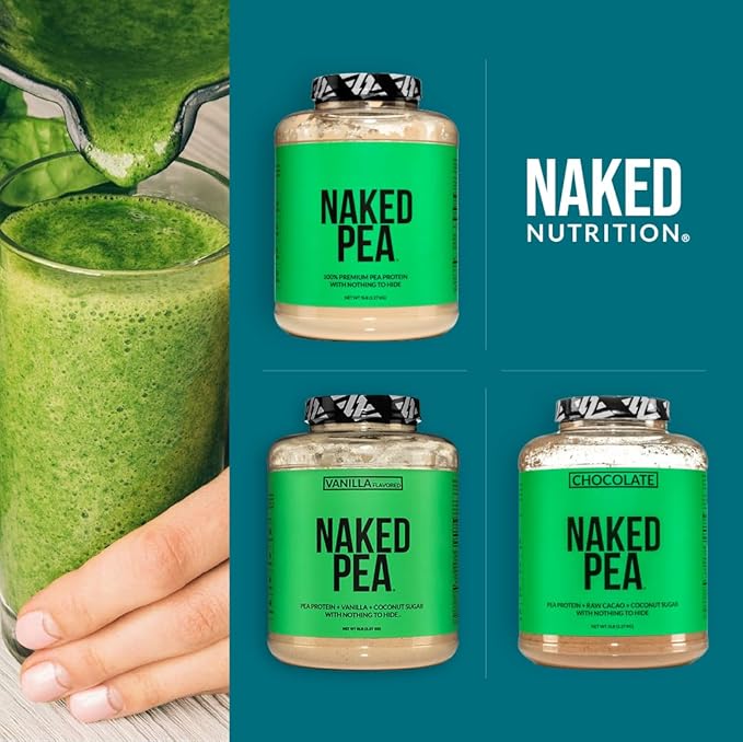 NAKED Vanilla Pea Protein Isolate from North American Farms, Only 3 Ingredients, Vanilla Vegan Protein, NSF Certified, Gluten-Free, Soy Free, GMO Free - 1LB