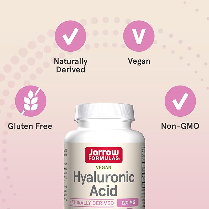 Jarrow Formulas® Hyaluronic Acid 120 mg, Dietary Supplement, Skin Health Support, 120 Veggie Capsules, Up to 60 Day Supply,(Pack of 2)