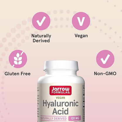 Jarrow Formulas® Hyaluronic Acid 120 mg, Dietary Supplement, Skin Health Support, 120 Veggie Capsules, Up to 60 Day Supply,(Pack of 2)