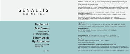 Hyaluronic Acid Serum 8 fl oz And 2 fl oz, Made From Pure Hyaluronic Acid, Anti Aging/Wrinkle, Ultra-Hydrating Moisturizer That Reduces Dry Skin Manufactured In USA
