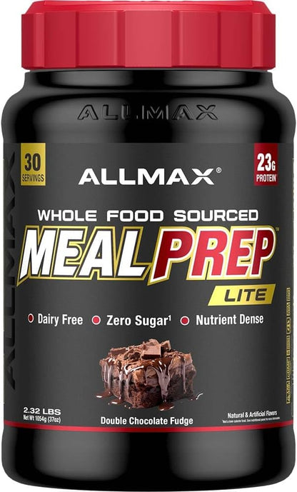 ALLMAX Nutrition MealPrep Lite Whole-Food Protein Powder, Dairy-Free, Keto-Friendly, 23g Protein, 30 Servings (Double Chocolate Fudge)