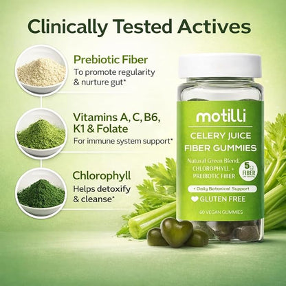 Herbal Gummies – Greens Gummies with Chlorophyll & Prebiotic Fiber for Adults, Digestive & Gut Health Support, Easy Daily Daily Wellness Support, Plant-Based Formula, 60 Count