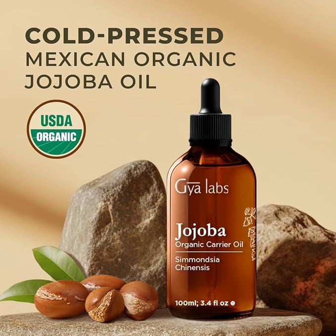 Gya Labs Organic Evening Primrose Oil for Dry Skin & Jojoba Oil for Hair Set - Aromatherapy Grade Essential Oils Set - 2x3.4 fl oz