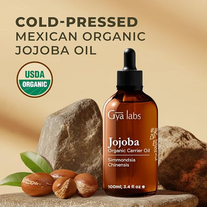 Gya Labs Organic Evening Primrose Oil for Dry Skin & Jojoba Oil for Hair Set - Aromatherapy Grade Essential Oils Set - 2x3.4 fl oz