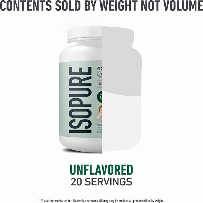 Isopure Plant-Based Protein Powder, Lactose Free, Gluten Free, With Iron, Unflavored, 20g Plant Protein Per Serving, 1.15 Lbs, 20 Servings