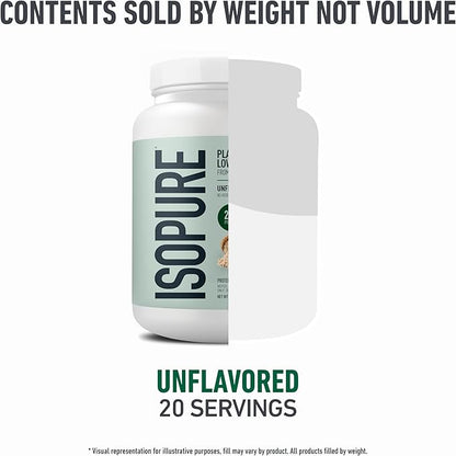 Isopure Plant-Based Protein Powder, Lactose Free, Gluten Free, With Iron, Unflavored, 20g Plant Protein Per Serving, 1.15 Lbs, 20 Servings