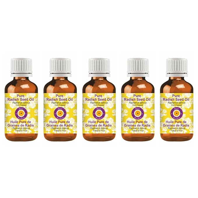 dève herbes Pure Radish Seed Oil (Raphanus sativus) Cold Pressed (Pack of Five) 100ml X 5 (16.9 oz)