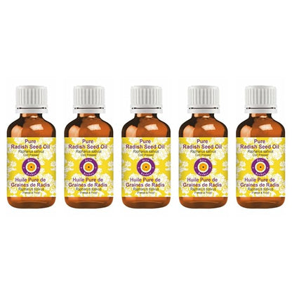 dève herbes Pure Radish Seed Oil (Raphanus sativus) Cold Pressed (Pack of Five) 100ml X 5 (16.9 oz)