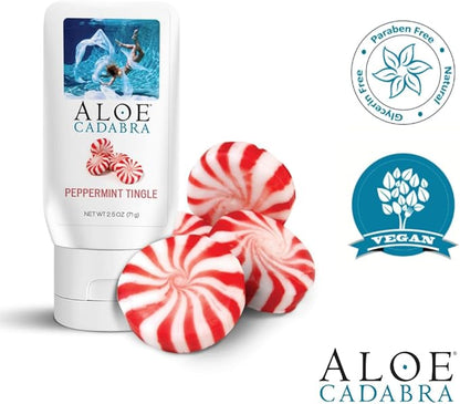 Aloe Cadabra Flavored Personal Lubricant and Vaginal Moisturizer, Organic Edible Aloe Lube for Men, Women and Couples, Non-Staining, pH Balanced, Toy Compatible (Peppermint, 2.5 Ounces, 1 Pack)