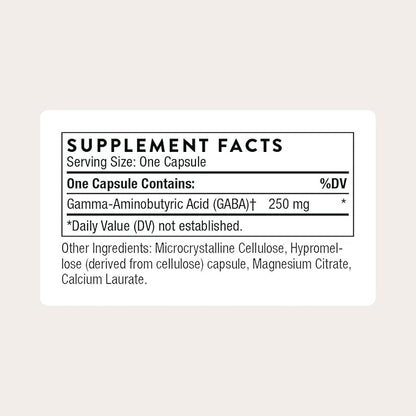 THORNE - PharmaGABA-250 - GABA Supplement - 250 mg Natural Source Gamma-Aminobutyric Acid - Promotes a Calm, Relaxed, Focused State of Mind* - 60 Capsules