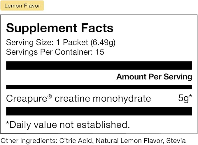 Momentous Creatine Lemon Monohydrate Powder - Creatine Powder - Supports Strength, Lean Muscle, & Recovery for Men & Women - NSF Certified for Sport - 6.49 g per Serving - 15 Servings