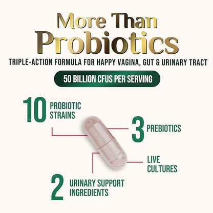 Probiotics 50 Billion CFU per Serving - 10 Strains & Prebiotics - Supports Women's pH Balance, Digestive, UT & Feminine Health - SVag Women Health Supplements - Shelf Stable Bottled USA - 60 Capsules