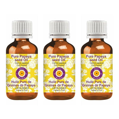 dève herbes Pure Papaya Seed Oil (Carica Papaya) Cold Pressed (Pack of Three) 100ml X 3 (10 oz)