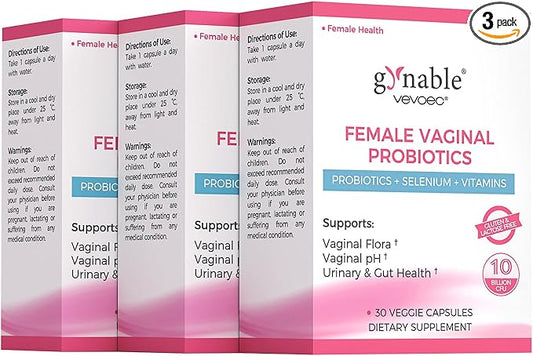 Gynable Vaginal Probiotics for Women,Female Probiotic for pH Balance with Lactobacillus 10 Billion CFU Probiotics Blend,Selenium-Vitamin D3,Promote Healthy Vaginal Odor & Vaginal Flora,90 Count