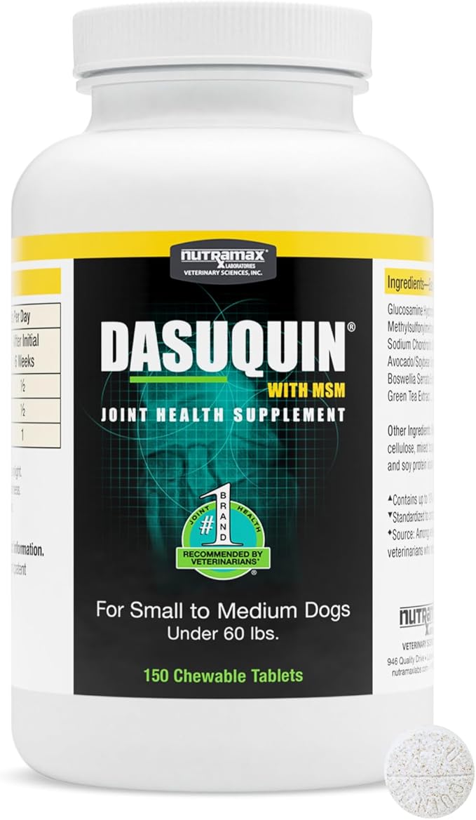 Nutramax Dasuquin for Small to Medium Dogs, Joint Health Supplement, Contains Glucosamine for Dogs, Plus Chondroitin, ASU, MSM and More, Supports Healthy Joints, Chewable Tablets, 150 Count