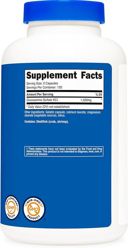 Nutricost Glucosamine Sulfate 750mg, 240 Capsules (2 Bottles) (1500mg Per Serving)