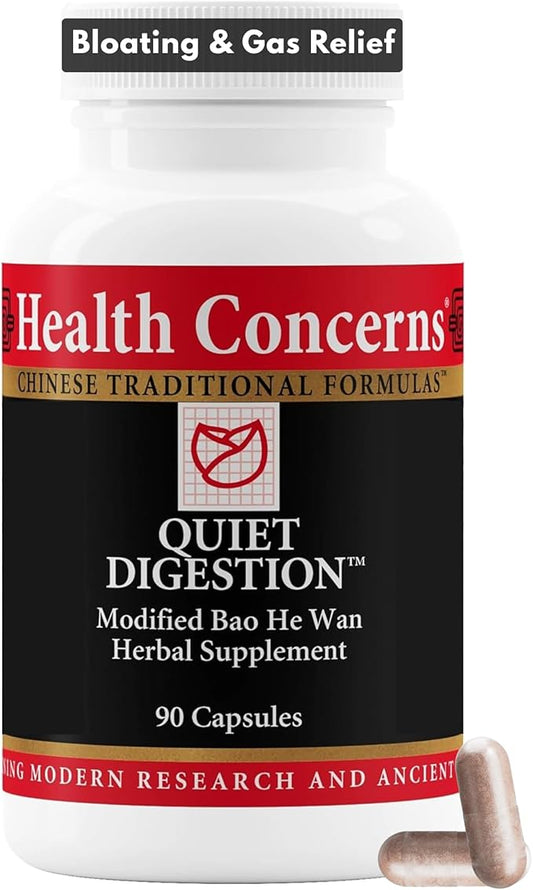 Health Concerns Quiet Digestion – Digestive Support for Upset Stomach, Gas, & Bloating – Herbal Chinese Formula with Bao He Wan – Supplement with Poria, Barley, & Mangolia Bark - 90 Capsules