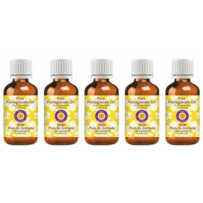 Deve Herbes Pure Pomegranate Oil (Punica granatum) Cold Pressed (Pack of Five) 100ml X 5 (16.9 oz)