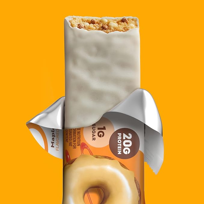 ONE Protein Bars, Maple Glazed Doughnut, Gluten Free with 20g Protein and 1g Sugar, Pantry Staples, 2.12 oz (12 Count)