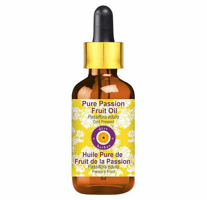 dève herbes Pure Passion Fruit Oil (Passiflora edulis) with Glass Dropper Cold Pressed 100ml (3.38 oz)