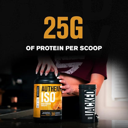 Jacked Factory Authentic ISO Whey Protein Isolate Powder - Low Carb, Non-GMO Muscle Building Protein w/No Fillers, Post Workout Recovery - 30 Servings, Vanilla Oatmeal Cookie