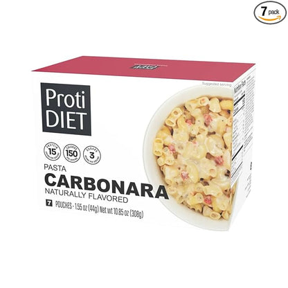 ProtiDIET High Protein Carbonara Pasta – 15g Protein, 7 Pouches - Balanced High Protein Meal Replacement for Everyday Wellness