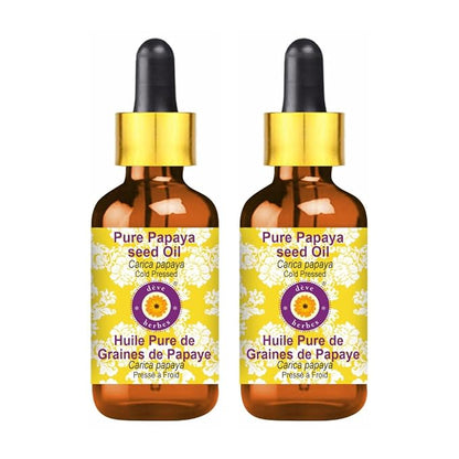dève herbes Pure Papaya Seed Oil (Carica Papaya) with Glass Dropper Cold Pressed (Pack of Two) 100ml X 2 (6.76 oz)