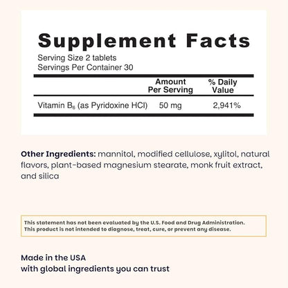 EZ Melts Vitamin B6 - Brain & Heart Health Supplement - Energy Metabolism Support - No Artificial Flavors - Non-GMO & Vegan - Orange Blast - 120 Dissolvable Tablets (60 Servings)