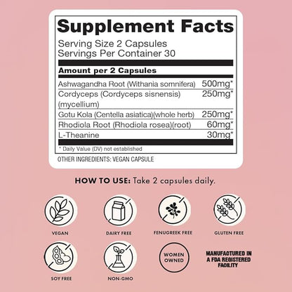 Boobie Relax Mom, Postpartum Stress Support Supplement | Breastfeeding Friendly Approved | Postnatal Mood and Energy Support for Women with Ashwagandha & L-Theanine, 60 Capsules