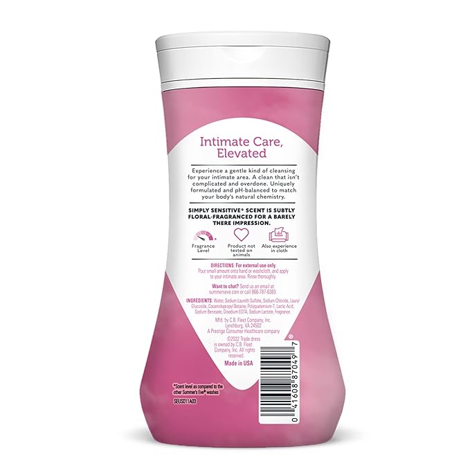 Summer?s Eve Simply Sensitive Daily Gentle Feminine Wash, Removes Odor, pH balanced, 9 fl oz