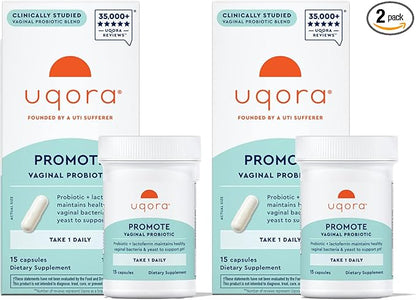 Uqora Promote - Support Vaginal Health* - Probiotic for Women with Lactoferrin, Lactobacillus Acidophilus & Lacticaseibacillus Rhamnosus - Vaginal Probiotics - Gluten-Free - 30 Capsules (2 Pack)