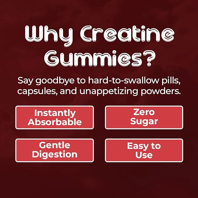 Creatine Monohydrate Gummies for Men & Women | 5000mg of Creatine Gummies per Serving | Sugar, Gluten Free & Halal | Pack of 90 for Pre Workout & Muscle Recovery | Strawberry Flavor