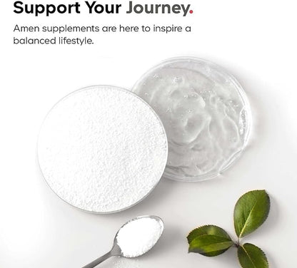 Amen Multi Collagen Peptides Capsules with Hyaluronic Acid and Vitamin C - 5 Types of Collagen Protein Type I, II, III, V, X - Grass Fed Hydrolyzed - 18 Amino Acids - Collagen Supplement - 90 Pills