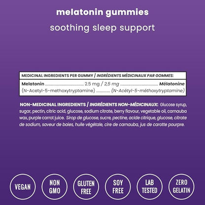 Melatonin Gummies for Kids & Adults | Natural Sleep Aid Drug-Free, Vegan Berry Flavor Kids Melatonin Gummy Supplement | 2.5mg, 5mg or 10mg Dose | Sleeping Pills Substitute (60 Count (Pack of 1))