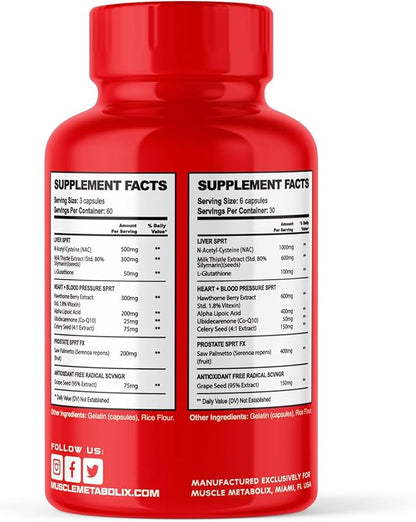 Cycle Safe Liver & Organ Defense | Complete Cycle Support | Super Prostate Support | Liver Support | Antioxidant Grape Seed Extract Plus Organ Detox | 180 Capsules Mens Supplement