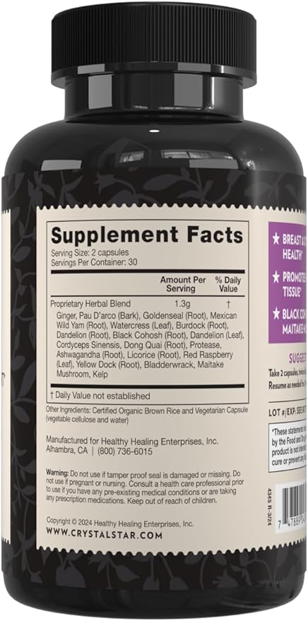 Crystal Star Fibro Defense (60 Capsules) – Supports Women's Health Between Periods - Black Cohosh - Non-GMO