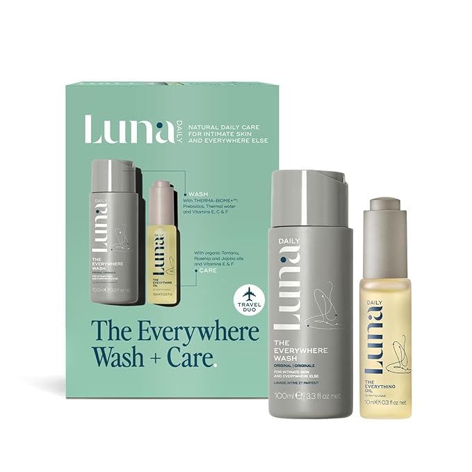 Luna Daily The Feminine Wash + Body Oil Set | Travel-Size Feminine Hygiene & Moisturizing Duo | pH-Balanced Body Wash & Soothing Ingrown Hair Oil | Nourishing & Pregnancy-Safe